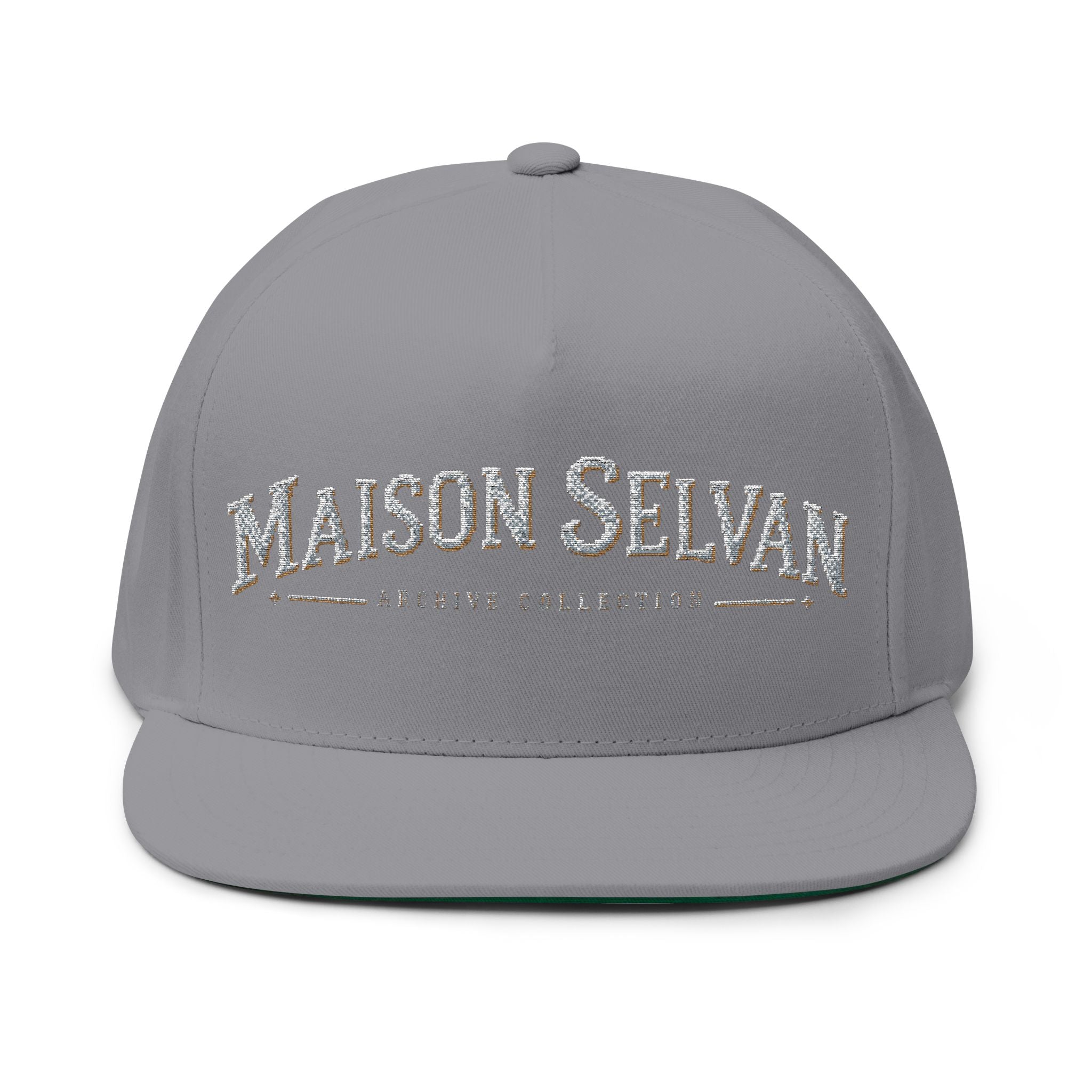 Maison Selvan Embroidered Flat Bill Cap